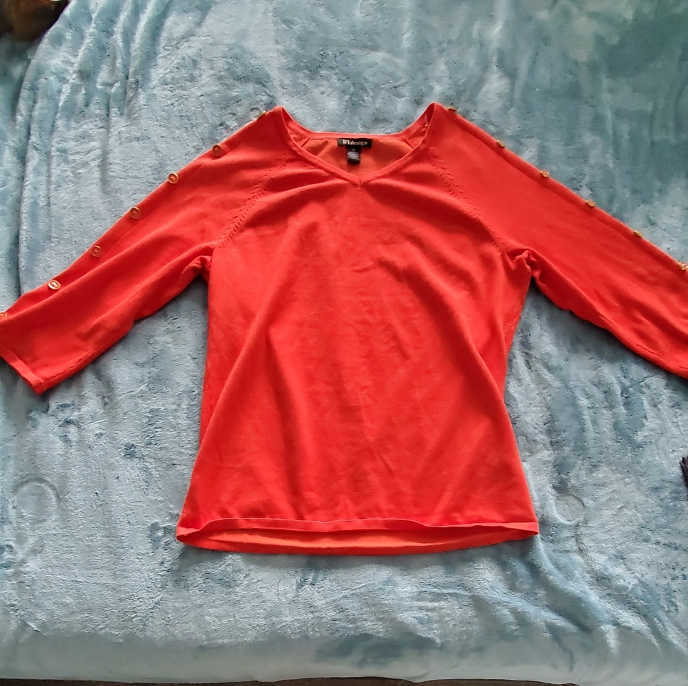 BY design XL blouse orange w/button detail